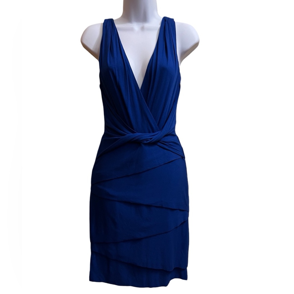 Nicole Miller Artelier royal blue dress size S twist front